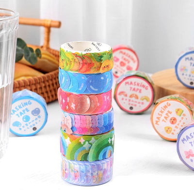 Ten pastel bowknot stickers in shades of purple, blue, pink, and orange, ideal for scrapbooking and journaling.