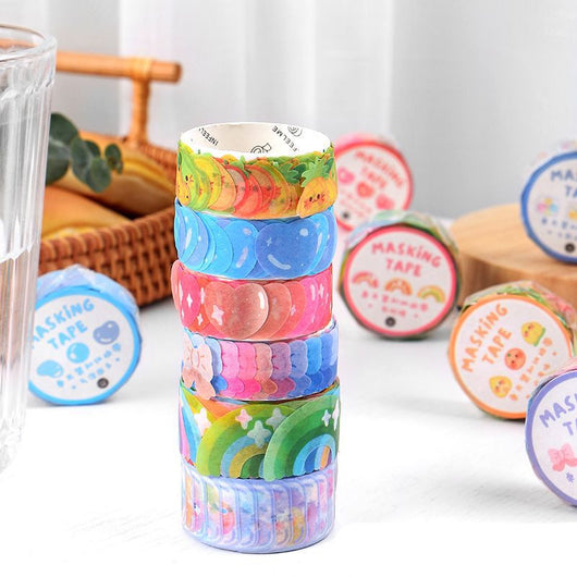 Ten pastel bowknot stickers in shades of purple, blue, pink, and orange, ideal for scrapbooking and journaling.