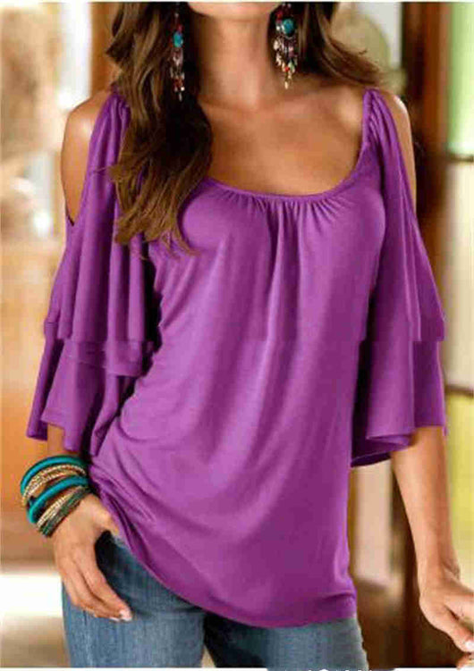 Blusa Diosa Hombros Descubiertos con Mangas Capas Cinco Puntos - Image 14