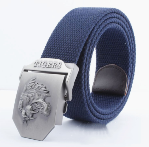 Cinturón de Lona Ajustable para Hombre - Diseño Casual con Hebilla Tiger - Image 3