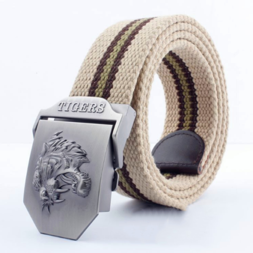 Cinturón de Lona Ajustable para Hombre - Diseño Casual con Hebilla Tiger - Image 2