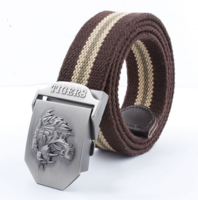 Cinturón de Lona Ajustable para Hombre - Diseño Casual con Hebilla Tiger - Image 7