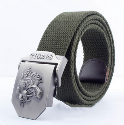 Cinturón de Lona Ajustable para Hombre - Diseño Casual con Hebilla Tiger - Image 9