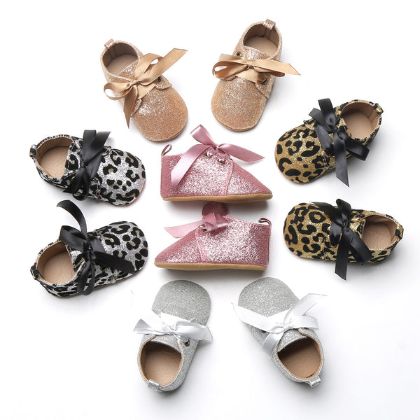Zapatos de Bebé con Brillo y Cordones - Suela Suave para Recién Nacidos (0-1 Año)