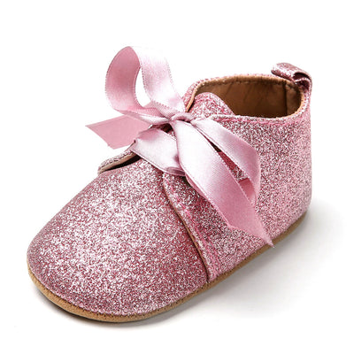 Zapatos de Bebé con Brillo y Cordones - Suela Suave para Recién Nacidos (0-1 Año) - Image 2