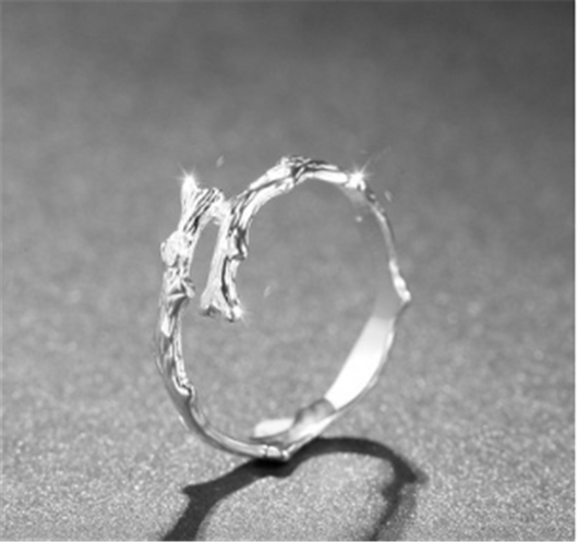 Anillo de Plata S925 Rama Literaria Ajustable - Image 9