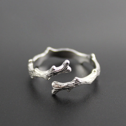 Anillo de Plata S925 Rama Literaria Ajustable