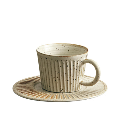 Taza de Café Japonesa con Platillo de Cerámica a Rayas - Image 5