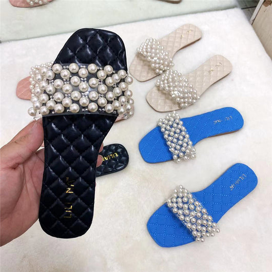 Sandalias Planas de Verano con Diamantes de Perla para Mujer - Image 17