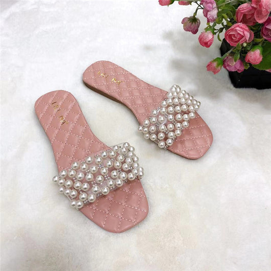 Sandalias Planas de Verano con Diamantes de Perla para Mujer - Image 16