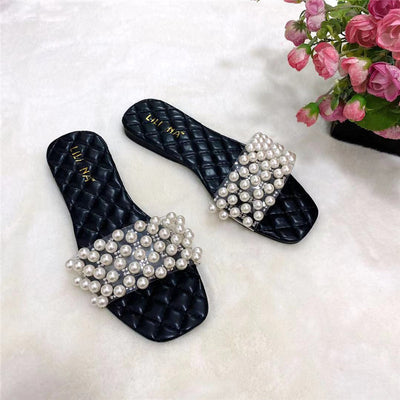 Sandalias Planas de Verano con Diamantes de Perla para Mujer - Image 13