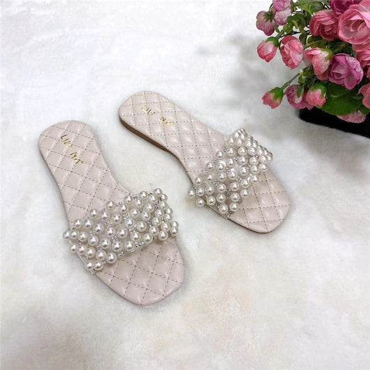 Sandalias Planas de Verano con Diamantes de Perla para Mujer - Image 15