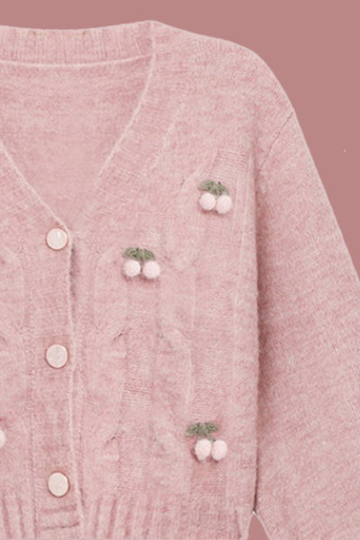 Cardigan Tejido Rosa Cereza - Suéter Retro Suave y Cómodo - Image 14