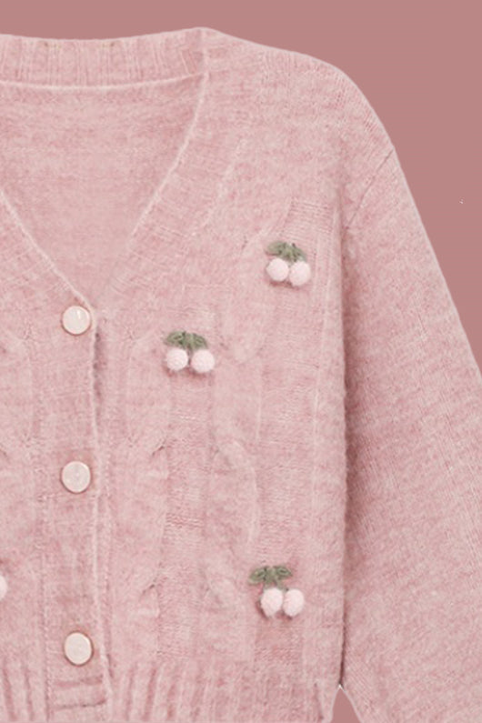 Cardigan Tejido Rosa Cereza - Suéter Retro Suave y Cómodo - Image 14