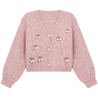 Cardigan Tejido Rosa Cereza - Suéter Retro Suave y Cómodo - Image 6