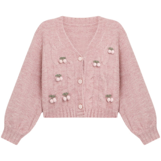 Cardigan Tejido Rosa Cereza - Suéter Retro Suave y Cómodo - Image 6