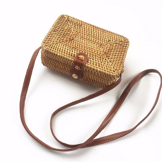 Bolso Cuadrado de Ratán Tejido a Mano - Image 8