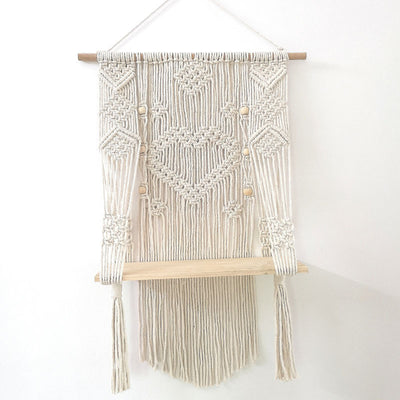 Estantería de Pared Bohemia de Tres Niveles con Detalle de Hilo Tejido para Dormitorio - Image 12