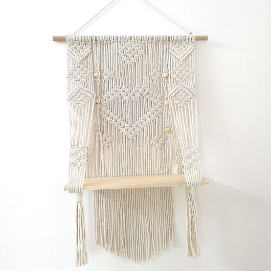 Estantería de Pared Bohemia de Tres Niveles con Detalle de Hilo Tejido para Dormitorio - Image 12