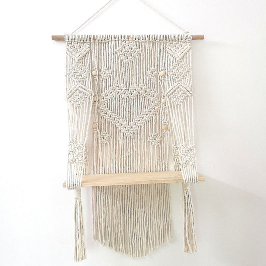 Estantería de Pared Bohemia de Tres Niveles con Detalle de Hilo Tejido para Dormitorio - Image 2