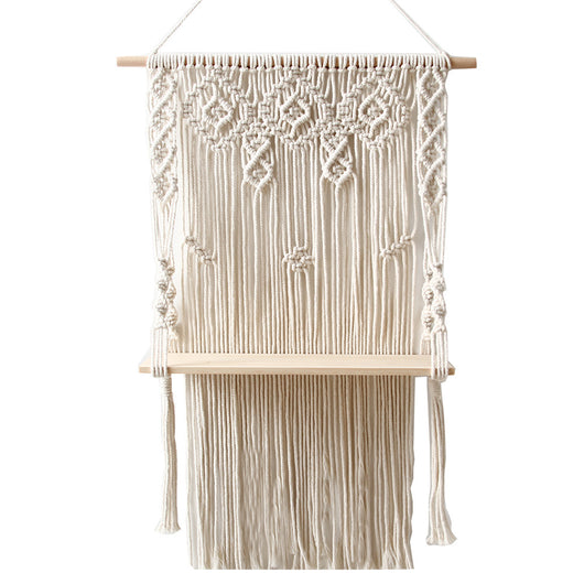 Estantería de Pared Bohemia de Tres Niveles con Detalle de Hilo Tejido para Dormitorio - Image 3