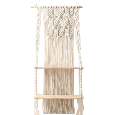 Estantería de Pared Bohemia de Tres Niveles con Detalle de Hilo Tejido para Dormitorio - Image 4