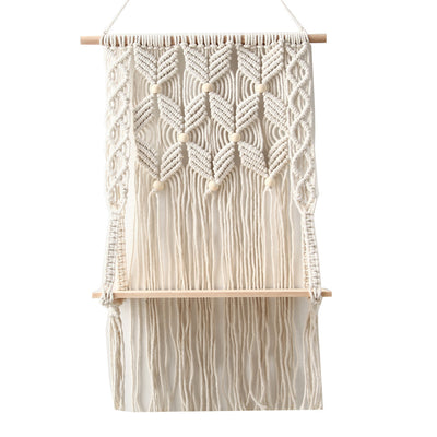 Estantería de Pared Bohemia de Tres Niveles con Detalle de Hilo Tejido para Dormitorio - Image 5