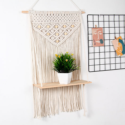 Estantería de Pared Bohemia de Tres Niveles con Detalle de Hilo Tejido para Dormitorio - Image 18