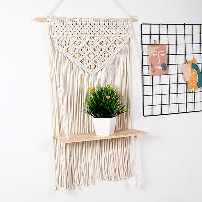 Estantería de Pared Bohemia de Tres Niveles con Detalle de Hilo Tejido para Dormitorio - Image 8