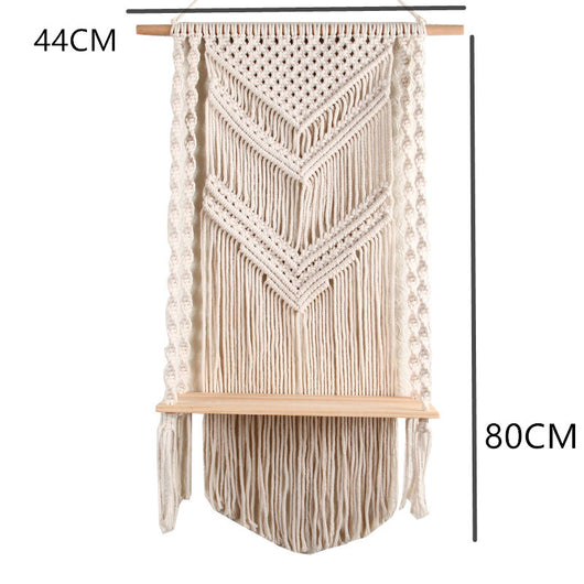 Estantería de Pared Bohemia de Tres Niveles con Detalle de Hilo Tejido para Dormitorio - Image 9