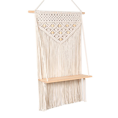Estantería de Pared Bohemia de Tres Niveles con Detalle de Hilo Tejido para Dormitorio - Image 10