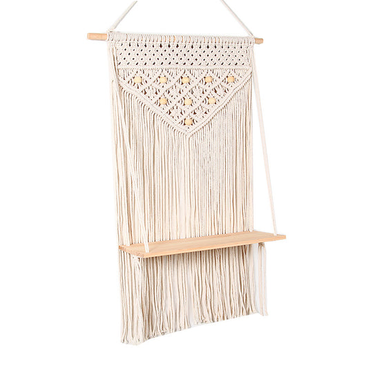 Estantería de Pared Bohemia de Tres Niveles con Detalle de Hilo Tejido para Dormitorio - Image 10
