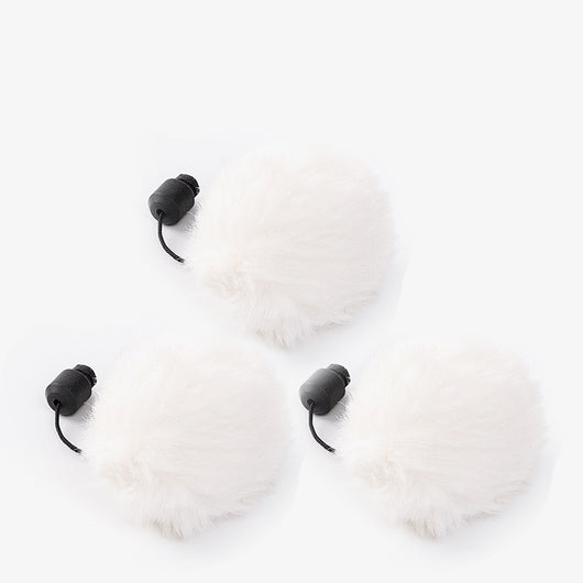 White automatic cat toy with a spherical unit resembling an astronaut helmet, a dark visor, and a dangling white fluffy ball. - Image 3