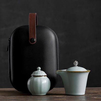 Juego de Té Kung Fu Portátil de Cerámica - Tetera y 2 Tazas con Bolsa - Image 7
