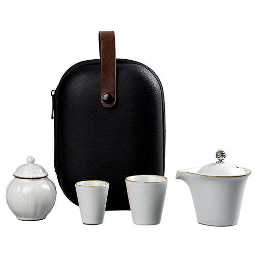 Juego de Té Kung Fu Portátil de Cerámica - Tetera y 2 Tazas con Bolsa - Image 4