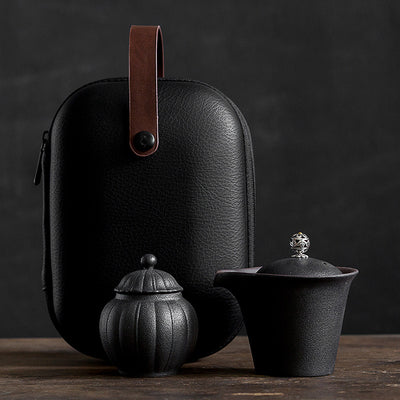 Juego de Té Kung Fu Portátil de Cerámica - Tetera y 2 Tazas con Bolsa - Image 5