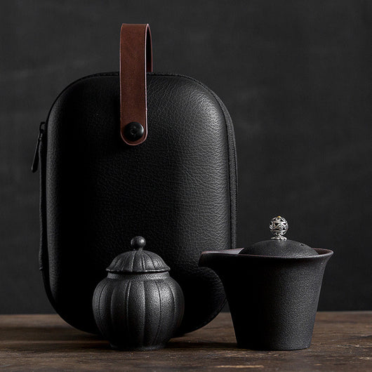 Juego de Té Kung Fu Portátil de Cerámica - Tetera y 2 Tazas con Bolsa - Image 5
