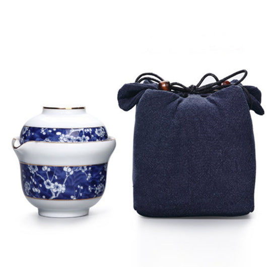 Juego de Té Portátil de Porcelana Azul y Blanco - Tetera Kung Fu Chino con Tazas - Image 2
