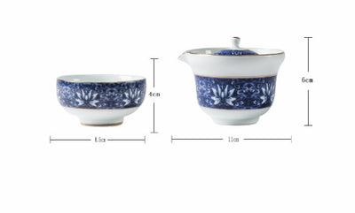 Juego de Té Portátil de Porcelana Azul y Blanco - Tetera Kung Fu Chino con Tazas - Image 4