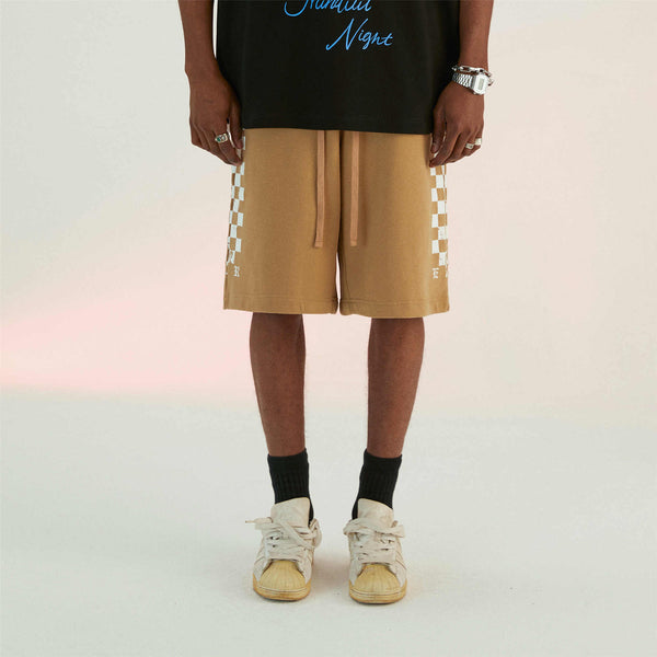 Shorts Tejidos a Cuadros Beige