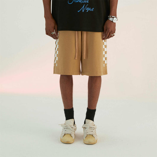 Shorts Tejidos a Cuadros Beige