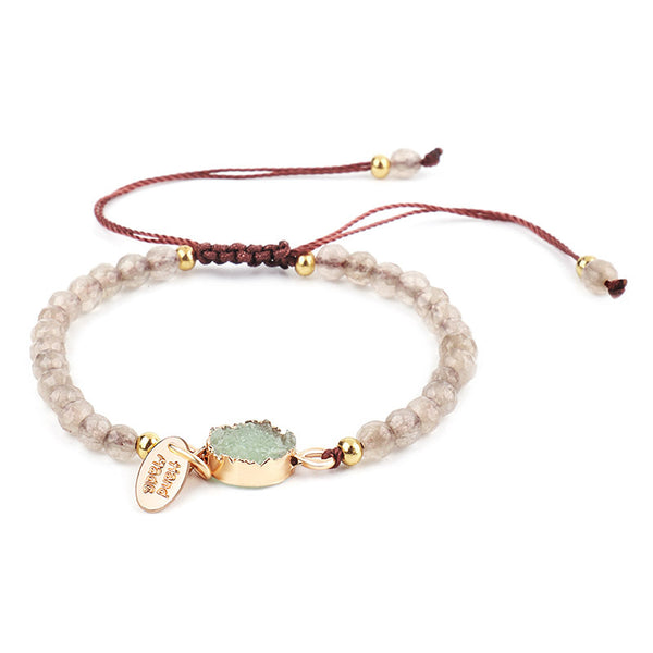 Pulsera de Piedras Naturales para Mujer con Cadena de Cuerda - Cuarzo Artesanal