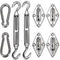 Kit de 8 Piezas Accesorios de Fijación en Acero Inoxidable para Velas de Sombra