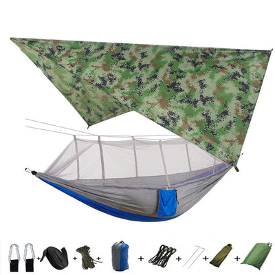 Hamaca Camping Doble con Red Antimosquitos - Paracaídas Portátil Verde Militar - Image 18