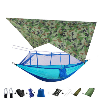 Hamaca Camping Doble con Red Antimosquitos - Paracaídas Portátil Verde Militar - Image 19