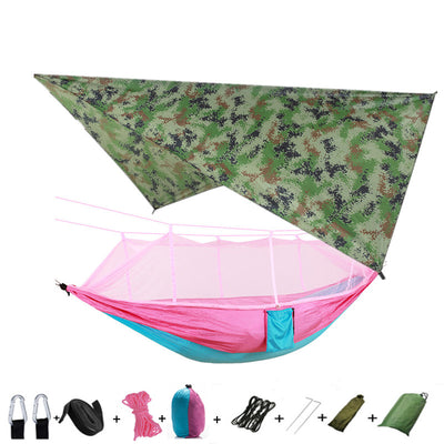 Hamaca Camping Doble con Red Antimosquitos - Paracaídas Portátil Verde Militar - Image 20
