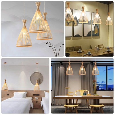 Lámpara Colgante Tejida en Bambú Diseño Zen Minimalista - Image 11