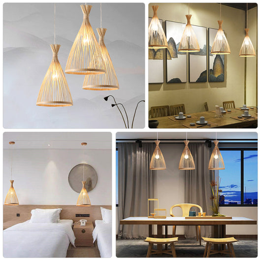 Lámpara Colgante Tejida en Bambú Diseño Zen Minimalista - Image 11