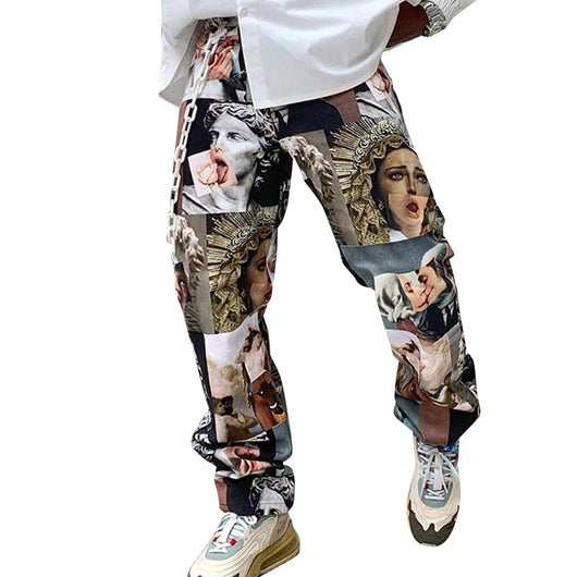 Pantalones Casuales Hombre Estilo Europeo - Corte Recto Cintura Media Estampados