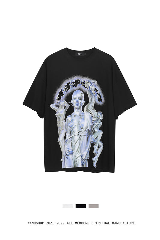 Playera Futurista con Estampado Metálico - Image 2